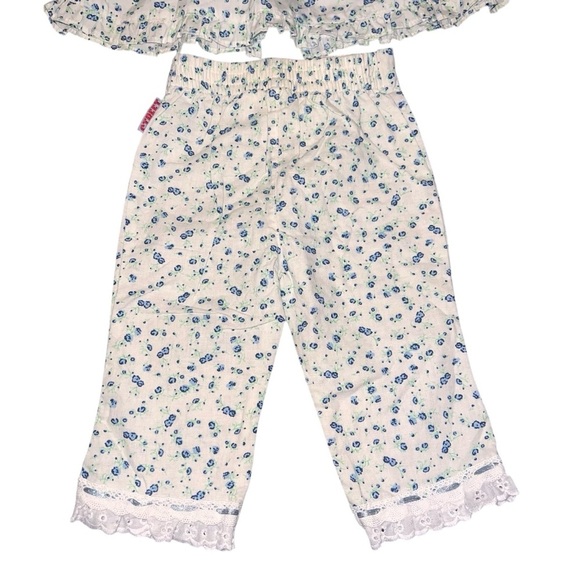 NWOT Vintage Sesame Street White Cotton Eyelet Lace Blue Floral Set 24 month - Picture 2 of 10